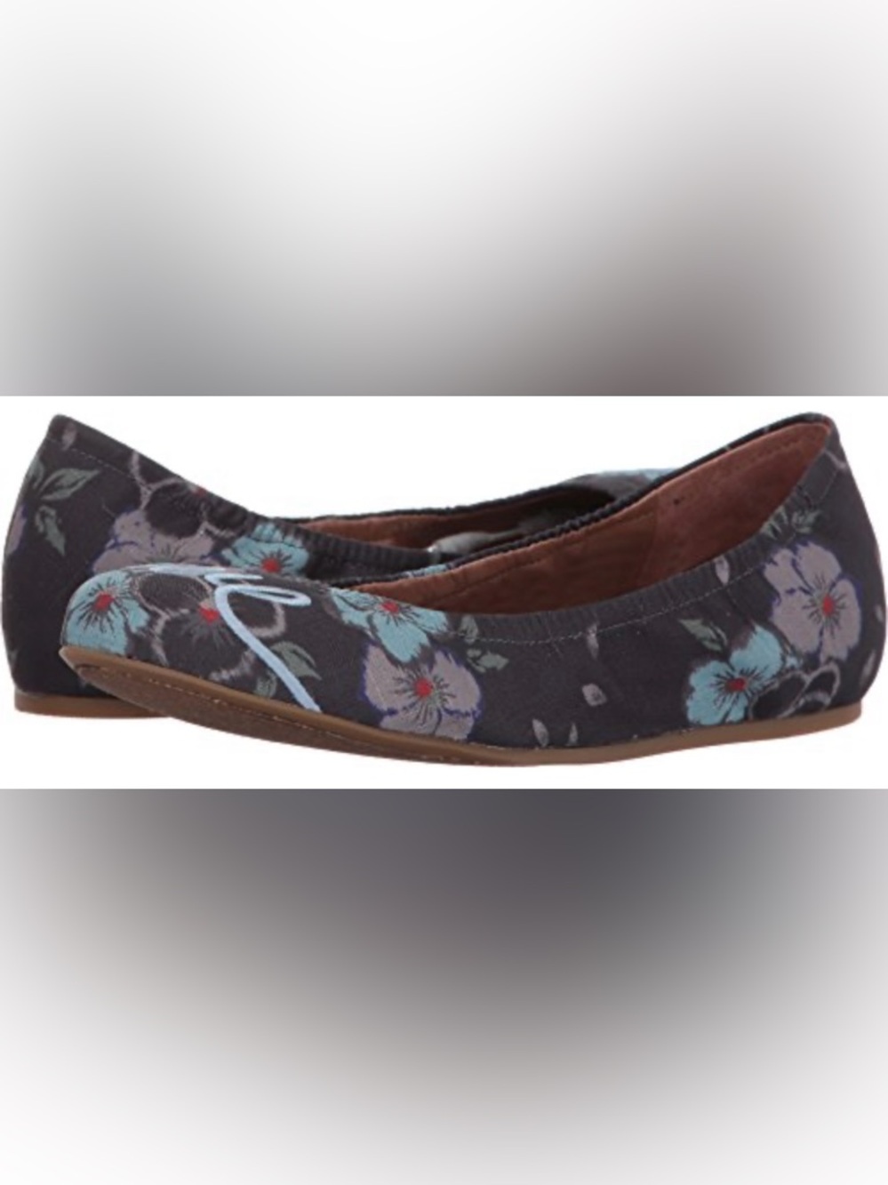 ED by Ellen Langston Women's Floral 'Love' Ballet Flats - Black and Teal 8.5 NEW
